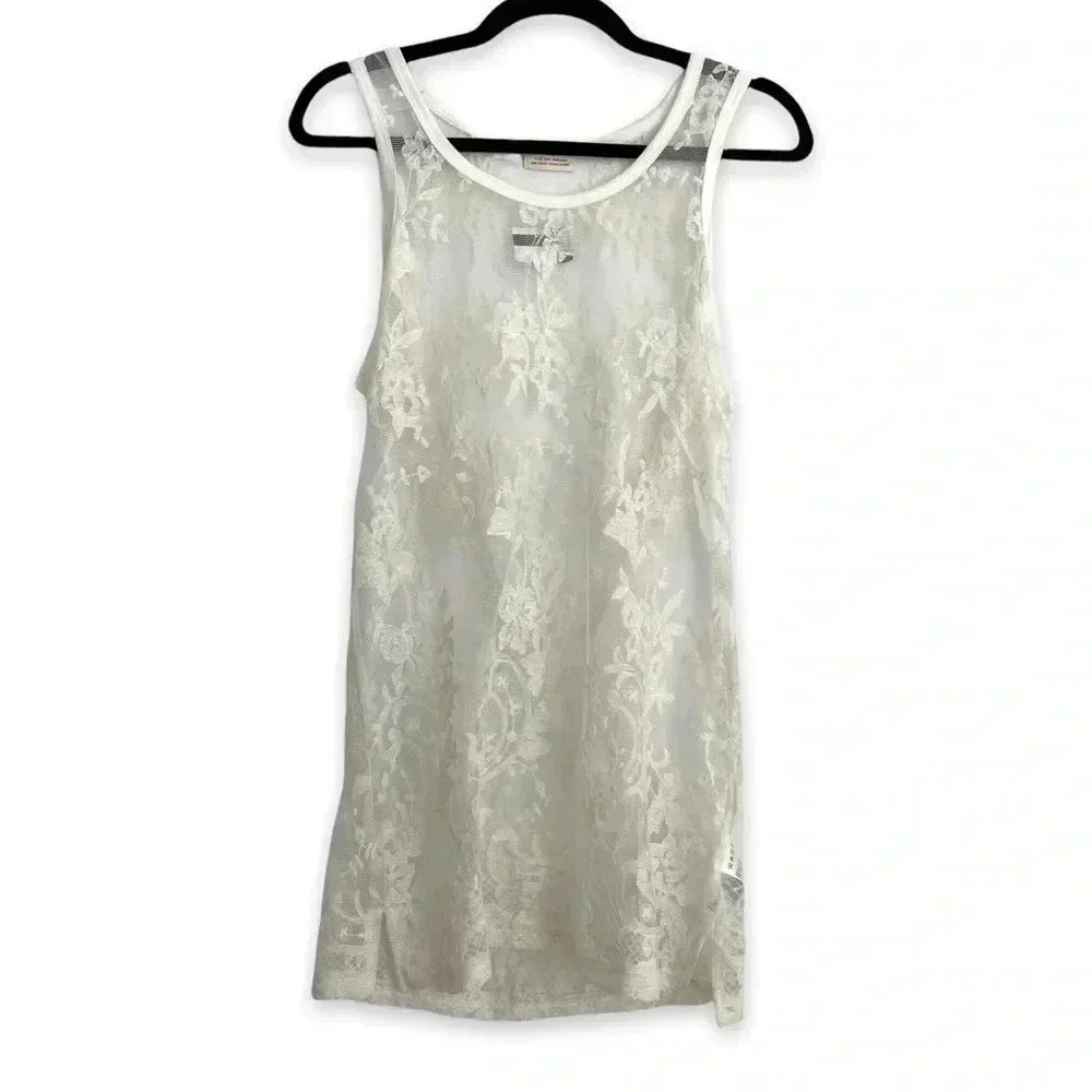 Urban Outfitters NWT Swim Beach Cover Up White Lace Sleeveless Tank Dress